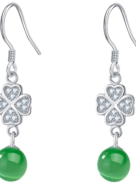 纯正s925猫眼石珠珠淑女妈妈耳环