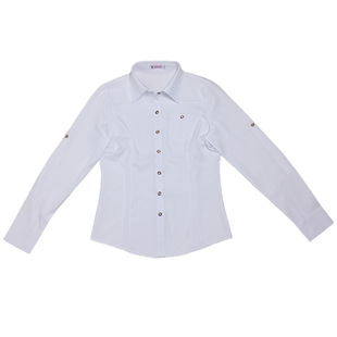 衬衫上衣女休闲夏季白长袖涤纶抗皱薄款修身穿搭职业气质显瘦白色