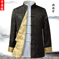 Spring and Autumn new men's casual jacket, long-sleeved, double-sided Tang suit men's wear, button-up, retro Chinese style, plover top thumbnail 7
