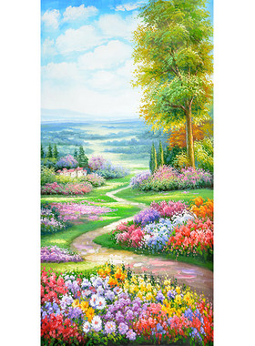 手绘花卉无框风景油画定制
