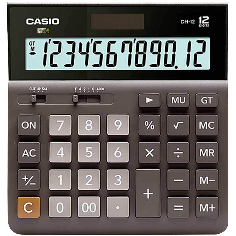 casio 卡西欧MH/DH-12 宽型黑色计算器12位数太阳能商务办公时尚可爱电子计算机财务会计 大按键大屏幕