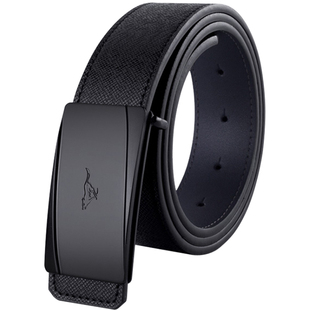 七匹狼内扣式皮带男士真皮有孔腰带牛皮年轻人纯平滑扣内穿式裤带