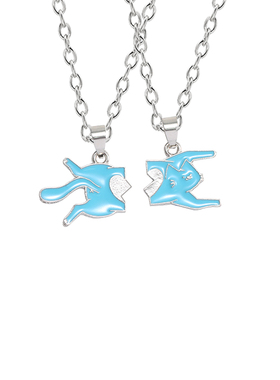 蓝污猫拼图创意情侣吊坠拼接项链