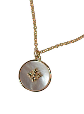 主推！美产14k包金复古优雅白蝶贝吊坠锁骨链 创意百搭项链女礼物