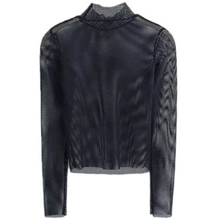 春夏新品网纱打底衫女渔网镂空网格罩衫内搭大码网状网眼性感上衣