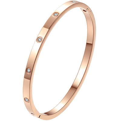 手镯女18k玫瑰金彩钛钢ins小众