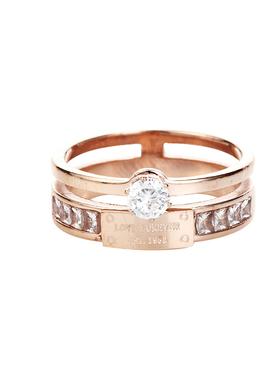 日韩风钛钢玫瑰金不掉色食指环