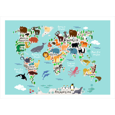 地图儿童房海报装饰画