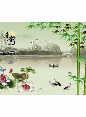唐韵风客厅沙发油画墙壁装饰图