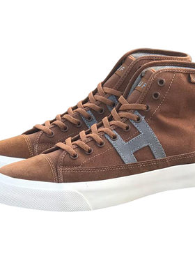 huf hupper 2代高帮卡其棕翻毛皮情侣男女极限运动耐磨减震滑板鞋