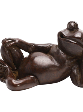 齐圣堂紫铜茶宠摆件日式风青蛙