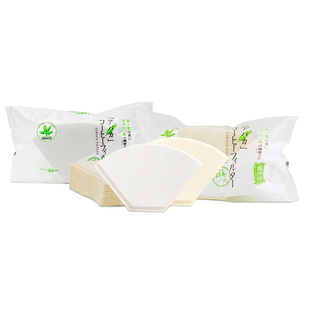 日本进口三洋手冲咖啡过滤纸扇形滴漏式麻纤维滤纸口感干净100片