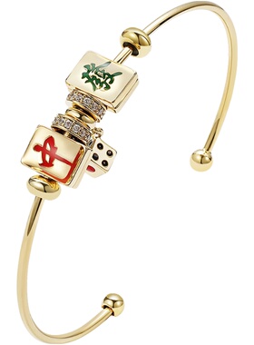 手镯女中国风麻将手链招财简约个性ins网红小众设计冷淡风手饰品