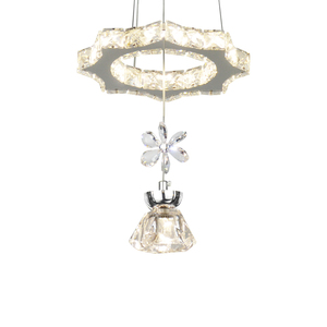 单头水晶小吊灯 现代简约鱼线led餐厅灯饭厅走廊过道玄关吧台阳台