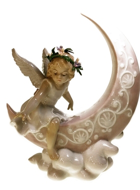 英国sviv陶瓷生日月亮天使摆件