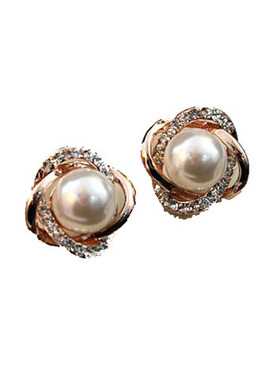 威妮华比拉精致玫瑰金项链锁骨链2020新款韩国女水钻珍珠耳钉套装