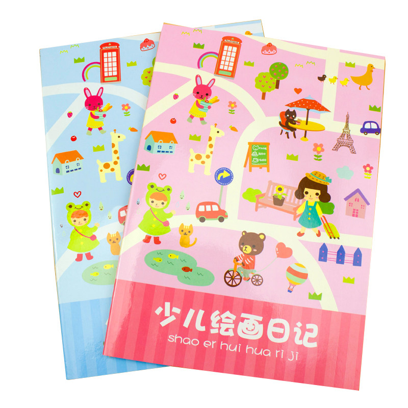 少儿绘画日记本子儿童幼儿园用田字格小学生左画右写卡通可爱批发