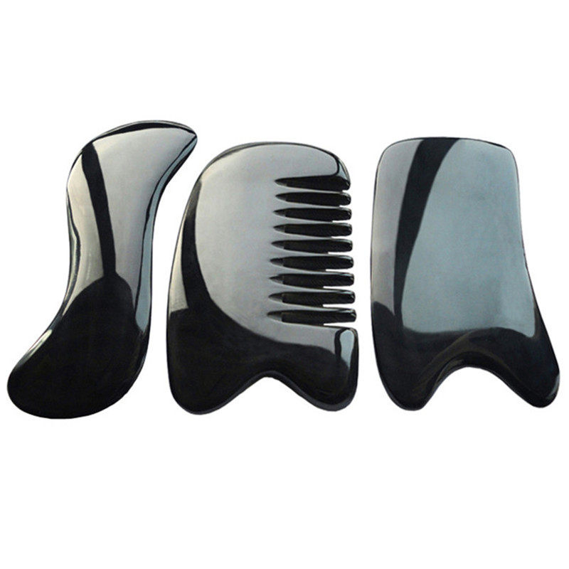 正品天然水牛角按摩刮痧板套装全身通用经络眼面部美容神器胜玉石