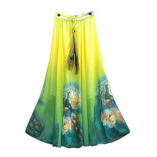 雪纺印花半身裙春女2024新款高腰碎花大摆长裙软妹仙女裙子裹胸裙