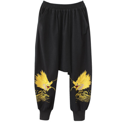 亚麻长裤男士春秋季宽松大码束脚