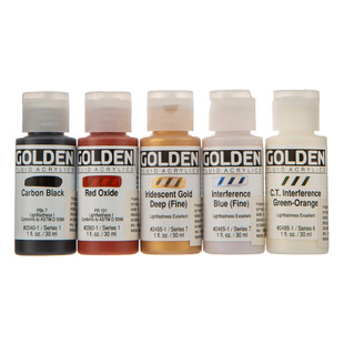 美国进口GOLDEN高登流质型丙烯颜料 30ml单瓶 干扰色 金属色 渐变色 全色系85色