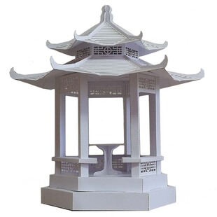 半成品立体构成作业中国传统建筑亭子纸模型立体剪折纸工艺材料包