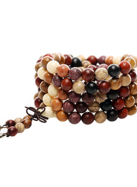 天然鸡翅木佛珠民族风多宝手串