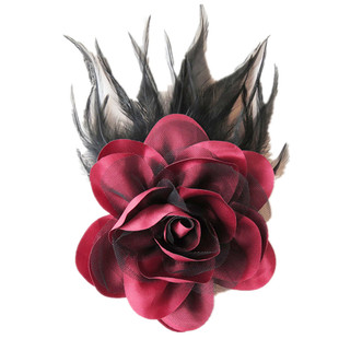 小新款版韩式手工羽毛胸针布艺玫瑰大花朵男女胸花韩版表演头饰服