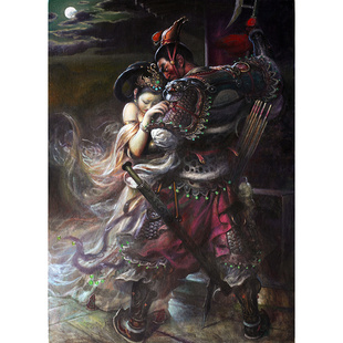 客厅玄关装饰画餐厅沙发背景墙壁画挂画王可伟㊣中国古典吕布貂蝉