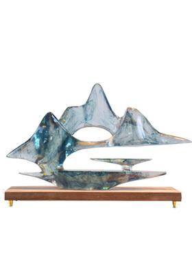 新中式风会所大堂软装饰礼品假山