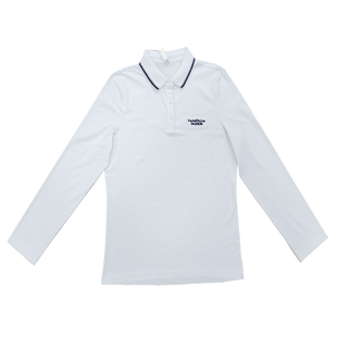 有领t恤女 纯棉长袖polo衫大码翻领打底衫女带领体恤运动女装上衣