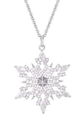海盗船银饰雪花毛衣链女雪花银