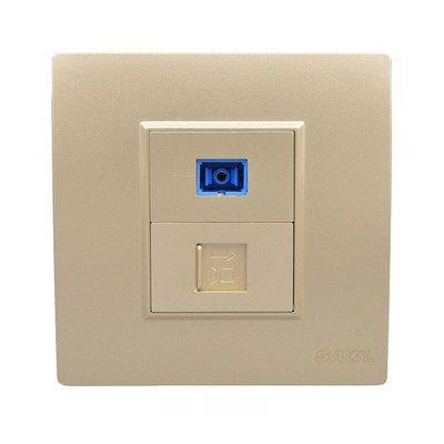 香槟色超六类网络光纤面板86型屏蔽千兆网线口CAT6A带SC电脑插座