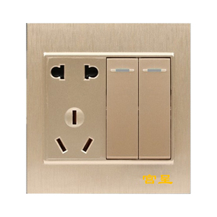 国际电工86型暗装二开五孔二位开关带插座双开两开双联双控2开5孔