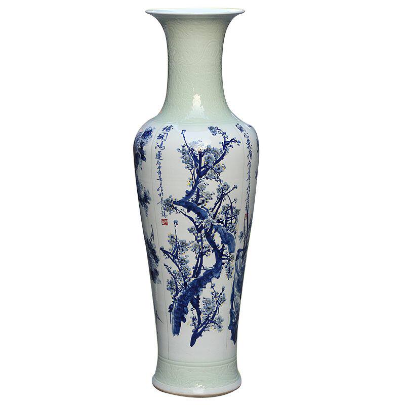 景德镇陶瓷落地大花瓶手绘1.2米梅兰竹菊观音瓶 客厅摆件酒店装饰