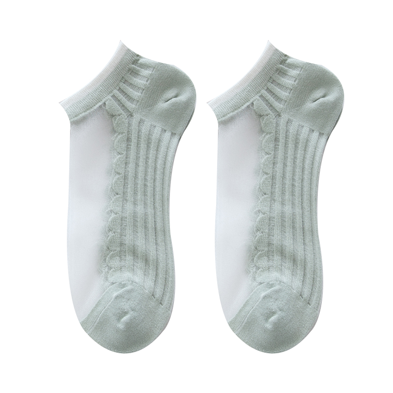 袜子女春夏日系水晶袜薄玻璃丝短袜纯棉底浅口低帮船袜透明卡丝袜