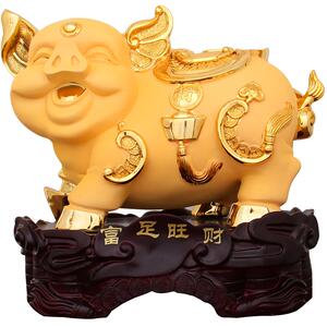 招财金猪摆件一对十二生肖猪工艺品摆设可爱创意送女朋友生日礼品