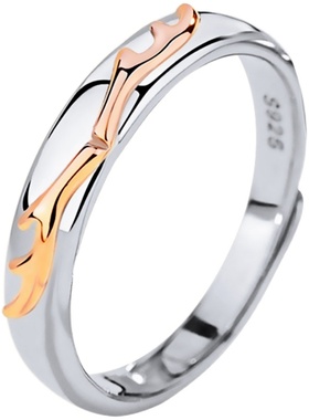 纯银情侣戒指男女原创山盟海誓