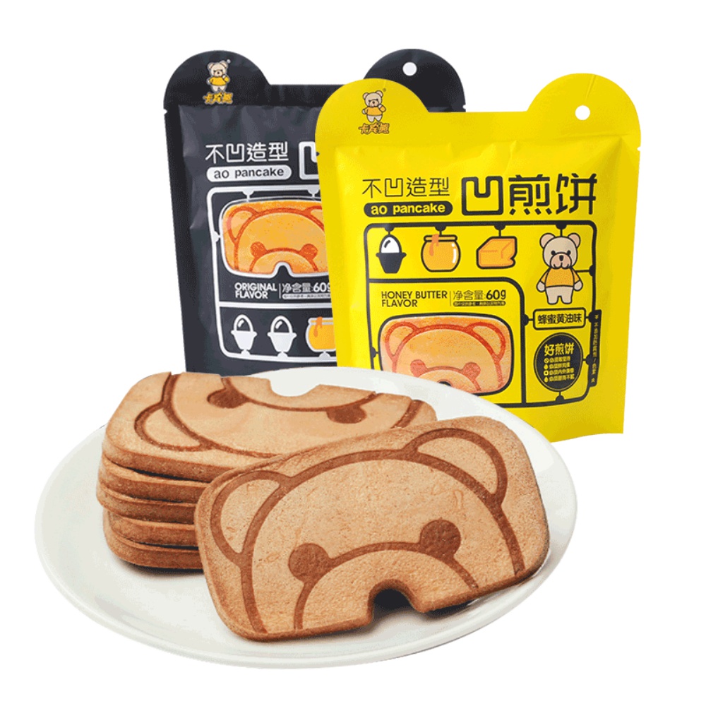 卡宾熊凹煎饼60g*2袋网红食品休闲办公室零食饼干独立小包装食品g