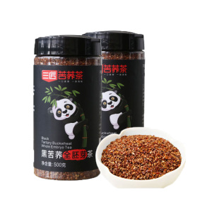 三匠500g黑苦荞全胚芽茶 乐启熊猫罐装 苦荞麦香茶四川黑苦荞包邮