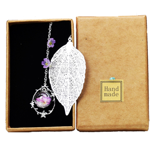 礼盒装原创手工迷蝶香永生花绣球话勿忘我金属书签小清新精美礼物