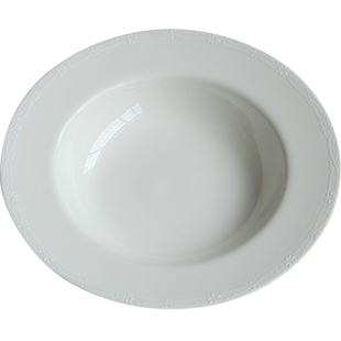 西式餐具纯白意面盘深盘莎拉盘欧式草帽盘汤盘陶瓷西餐具logo定制