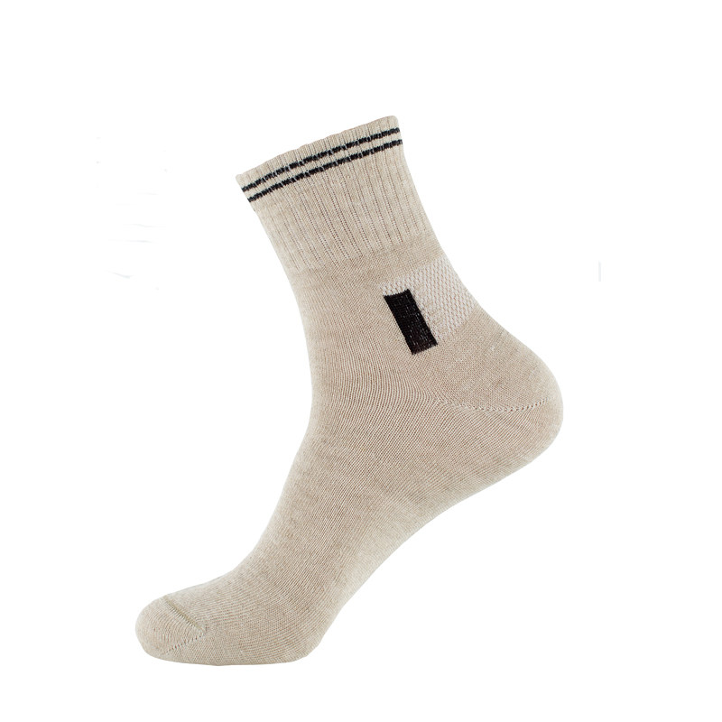 亚麻运动袜子弹力中筒亚麻袜子男纯亚麻干爽透气防臭抑菌5双包邮