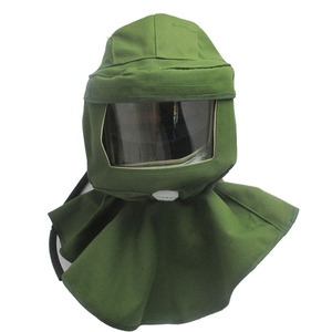 打磨防尘喷砂喷漆通风弯玻璃大头帽防溅风沙头套帽面罩风帽披肩帽