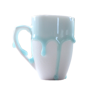 原创流釉青釉带把马克杯 办公室创意喝水咖啡杯子无光白陶泥杯