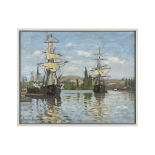 鲁昂的塞纳河上的帆船 Ships Riding on the Seine at Rouen 莫奈