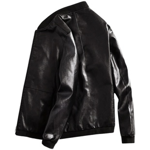 春秋冬季加绒加厚皮衣男士休闲外套韩版潮加肥加大码机车服夹克男