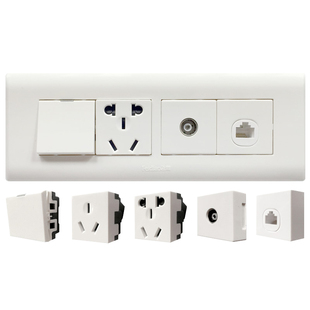 飞雕118型开关插座暗装家用墙壁面板组合模块长方形带开关多功能