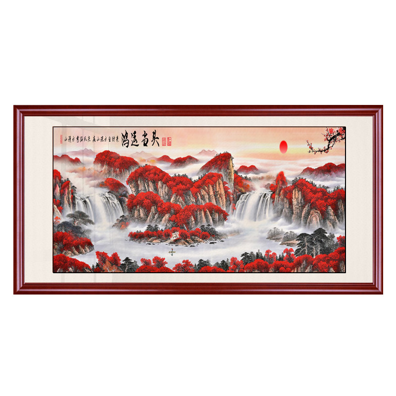 国画鸿运当头聚宝盆客厅招财风水