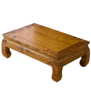 榻榻米茶几日韩式飘窗桌榆木炕桌雕花矮桌阳台和室几小桌禅意茶桌